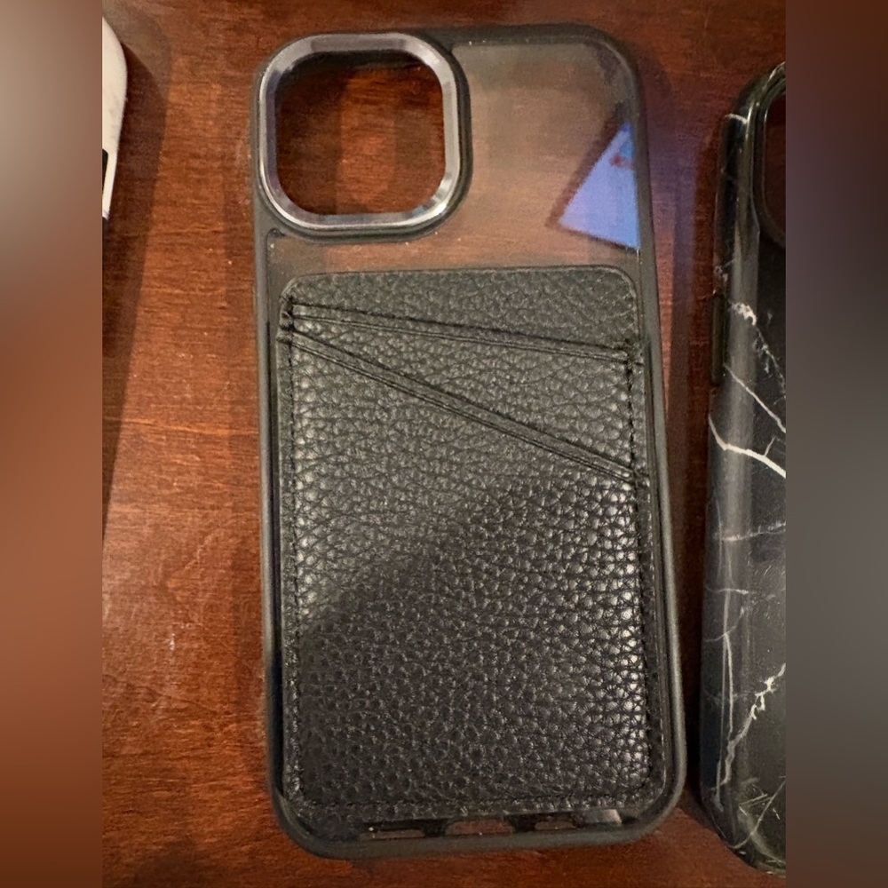 Black Phone Case with Card Holder IPhone 15